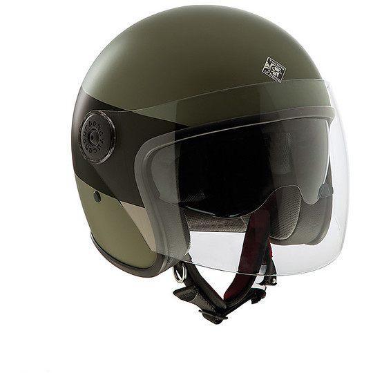 Moto Jet Helmet in Tucano Urbano Fiber EL'JET 1300 Dark Green Matt