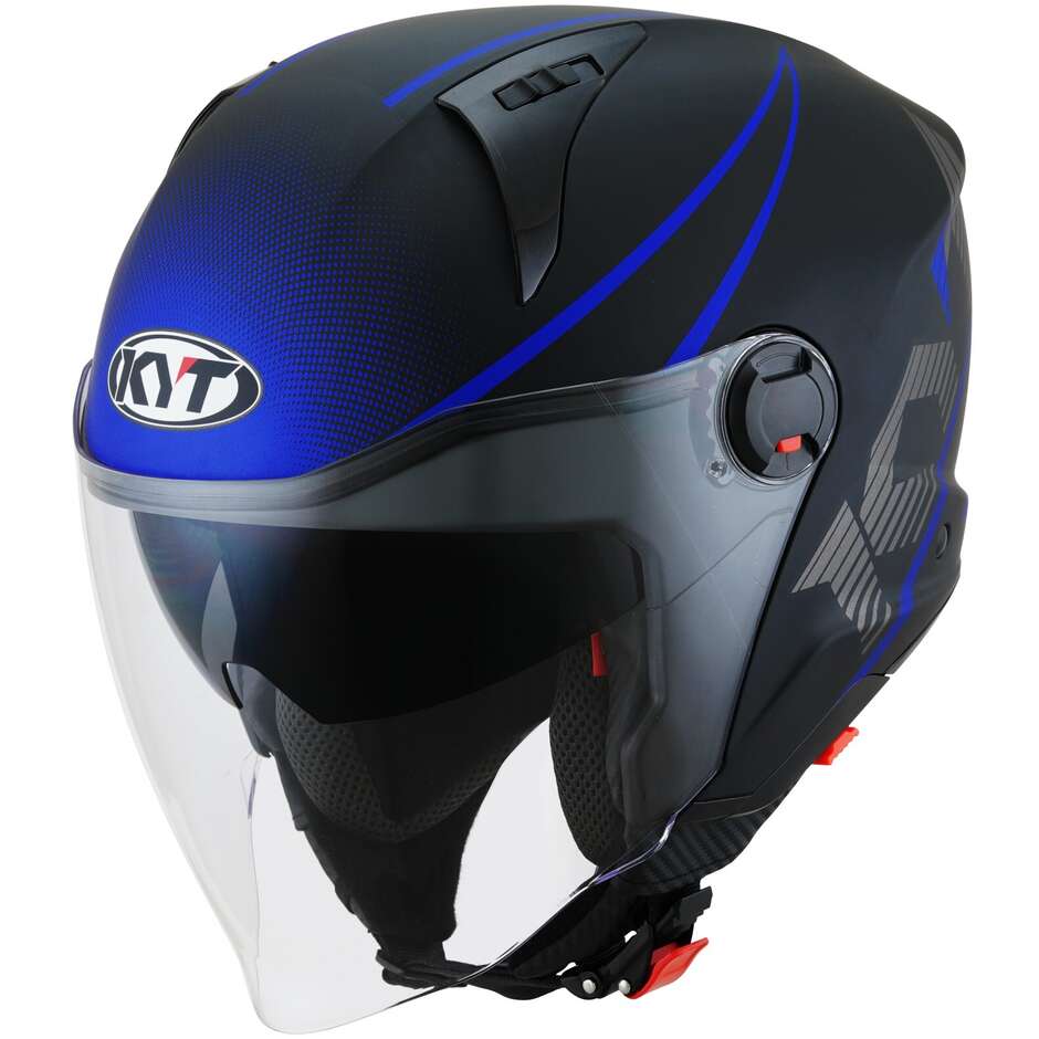 Moto Jet Helmet Kyt D-CITY COLORFUL Matt Blue