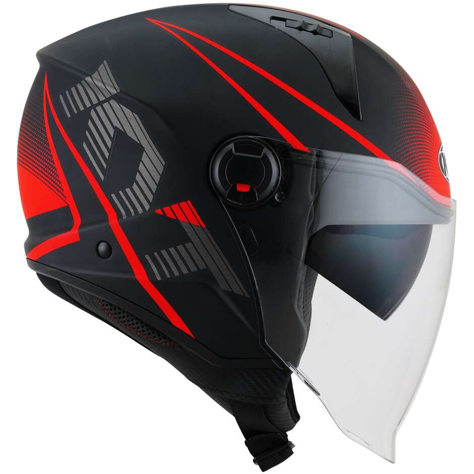 Moto Jet Helmet Kyt D-CITY COLORFUL Red Matt
