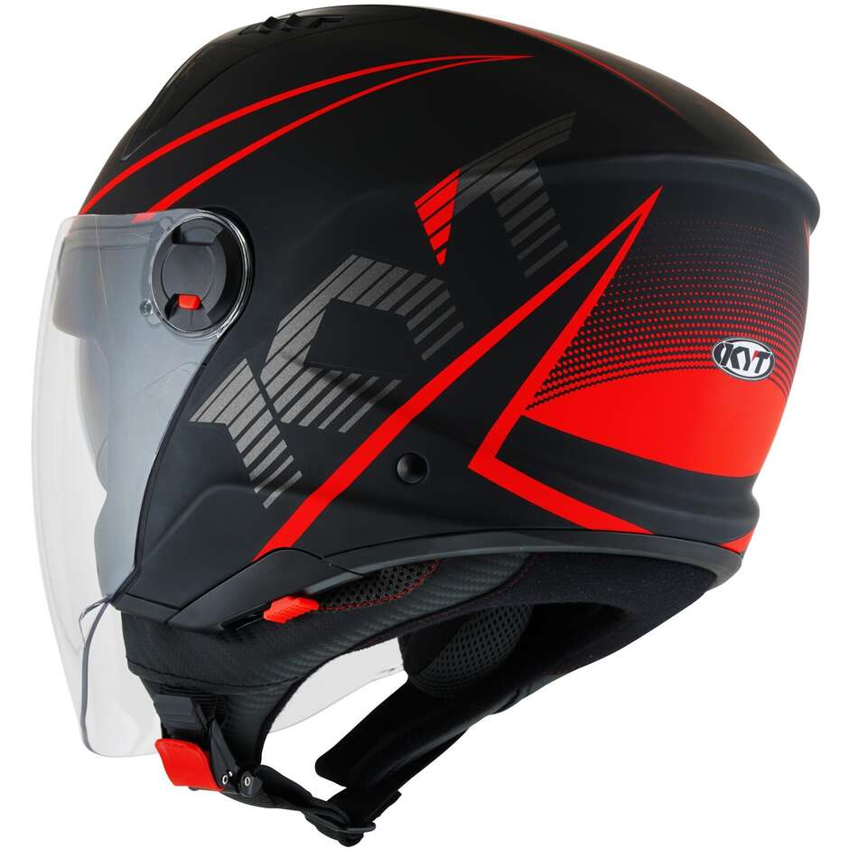 Moto Jet Helmet Kyt D-CITY COLORFUL Red Matt