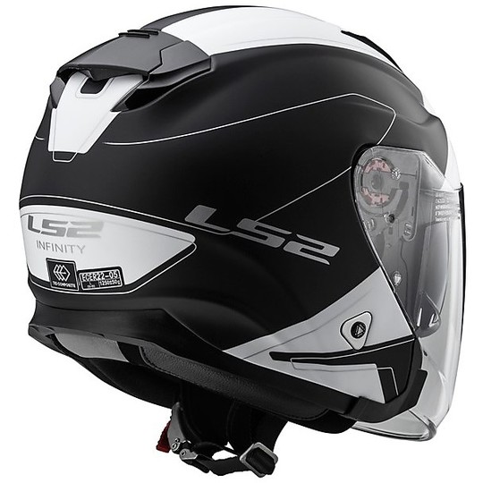 Moto Jet helmet LS2 OF521 Double Visor Infinity Beyond Black White