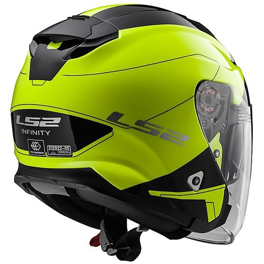 Moto Jet helmet LS2 OF521 Double Visor Infinity Beyond Black Yellow Hy Vision
