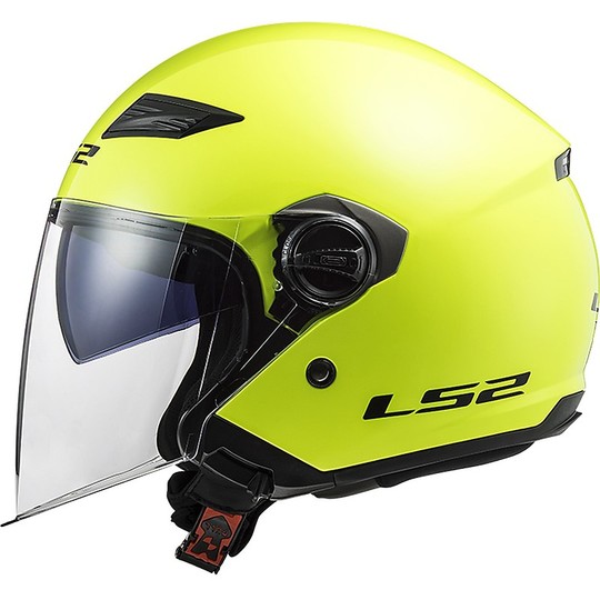 Moto Jet Helmet LS2 OF569 Track Solid Yellow Fluo