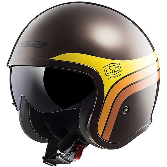 Moto Jet Helmet LS2 OF599 SPITFIRE Brown Sunrise