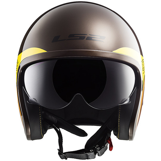 Moto Jet Helmet LS2 OF599 SPITFIRE Brown Sunrise