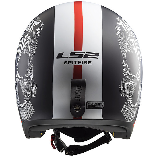 Moto Jet Helmet LS2 OF599 SPITFIRE INKY Black Opaco
