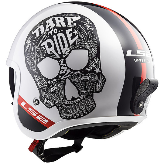 Moto Jet Helmet LS2 OF599 SPITFIRE INKY White Black