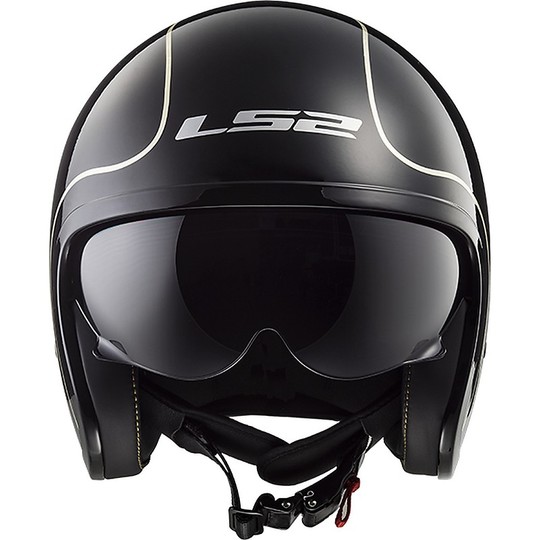 Moto Jet Helmet LS2 SPITFIRE OFF599 Black Flier