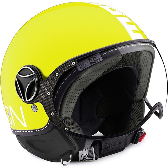 Moto Jet Helmet Momo Design Fighter Classic White Glossy Lime