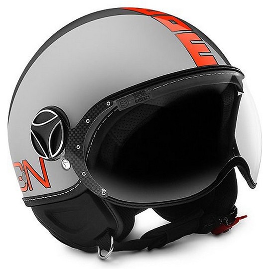 Moto Jet Helmet Momo Design Fighter EVO Gray Metallic Orange Fluo