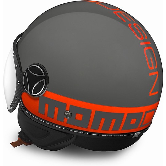 Moto Jet Helmet Momo Design Fighter Fluo Gray Shiny Orange Fluo