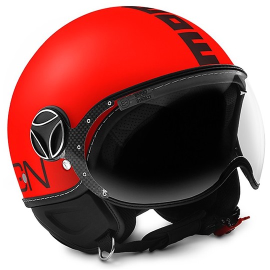 Moto Jet Helmet Momo Design Fighter Fluo Red-Orange Frost Black Opal