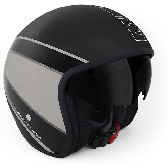 Moto Jet Helmet Momo Design Raptor Black Opal Dark Silver