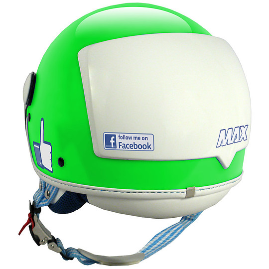 Moto Jet Helmet New Max Facebook The Social Network Green Glossy