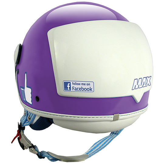 Moto Jet Helmet New Max Facebook The Social Network Purple Lucido