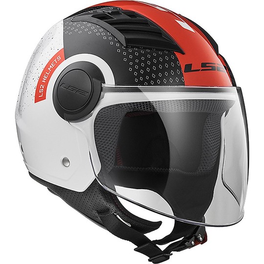 Moto Jet helmet OF562 Ls2 Airflow Long With Visor Long Condor White Red