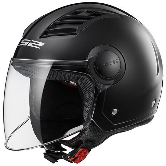 Moto Jet helmet OF562 Ls2 Airflow Long With Visor Long Gloss Black