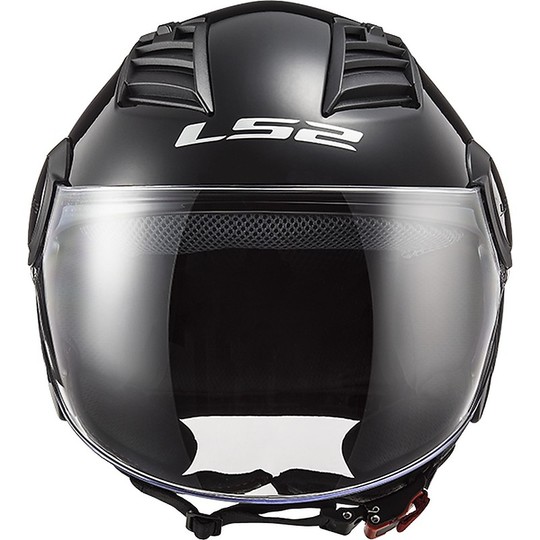 Moto Jet helmet OF562 Ls2 Airflow Long With Visor Long Gloss Black
