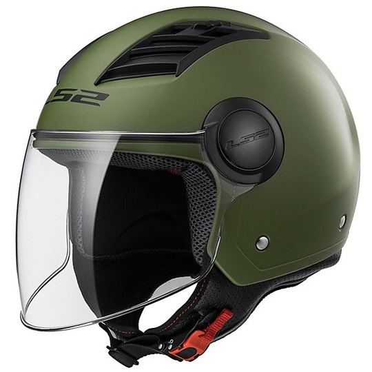 Moto Jet helmet OF562 Ls2 Airflow Long With Visor Long Military green opaque