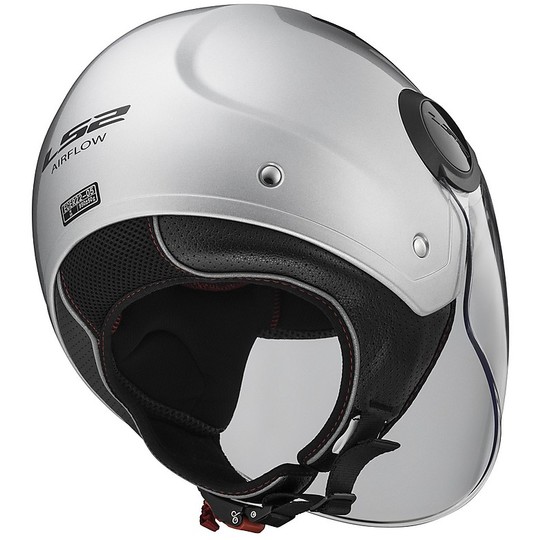 Moto Jet helmet OF562 Ls2 Airflow Long With Visor Long Silver