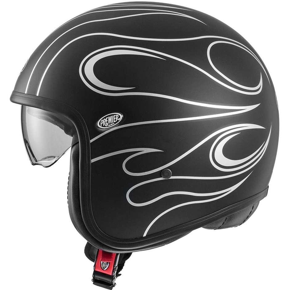 Moto Jet Helmet Premier VINTAGE FR SILVER CHROMED BM matt