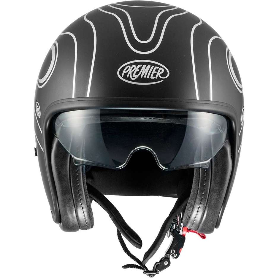 Moto Jet Helmet Premier VINTAGE FR SILVER CHROMED BM matt