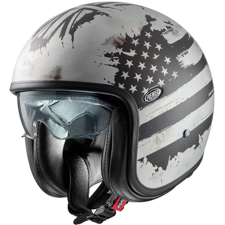 Moto Jet Helmet Premier VINTAGE NT OLD STYLE SILVER BM Matt