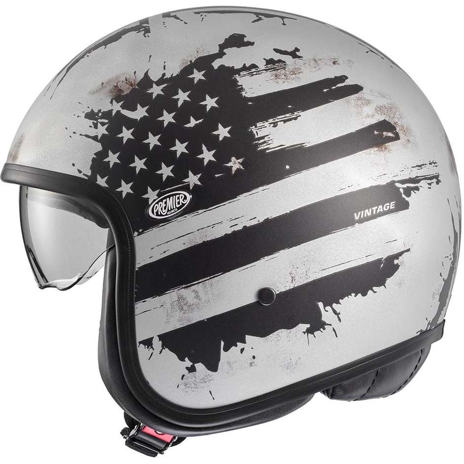 Moto Jet Helmet Premier VINTAGE NT OLD STYLE SILVER BM Matt