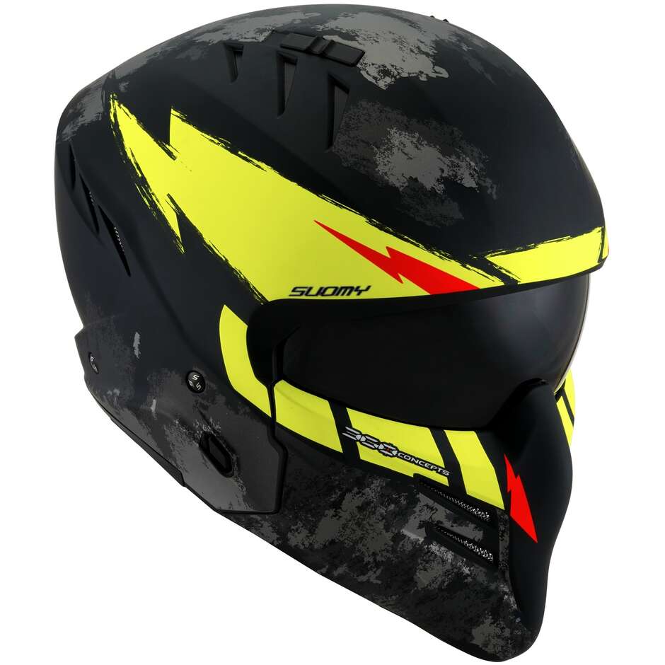 Moto Jet Helmet Suomy ARMOR HI VOLT Matt Black Yellow