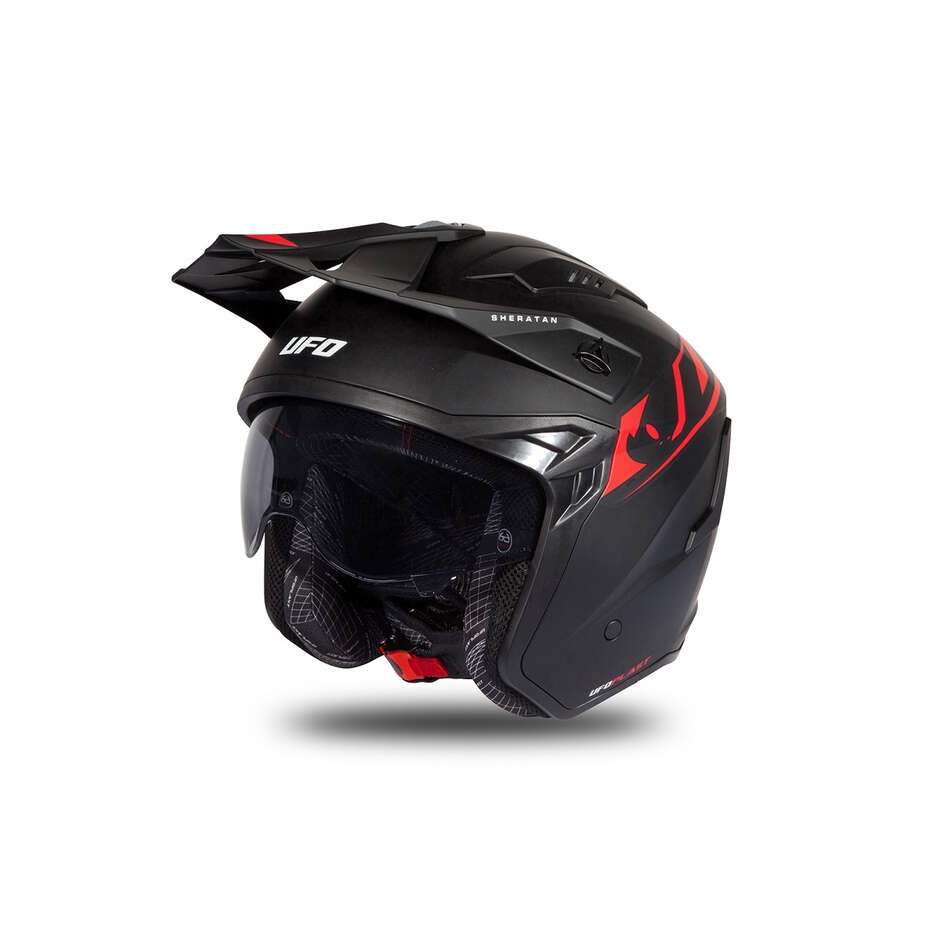Moto Jet Helmet Ufo SHERATAN Black Red Matt