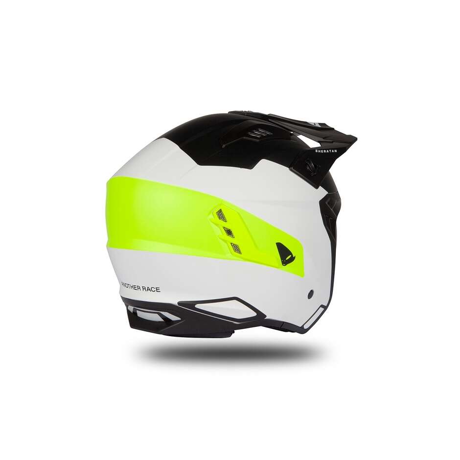 Moto Jet Helmet Ufo SHERATAN White Black Yellow Fluo Matt