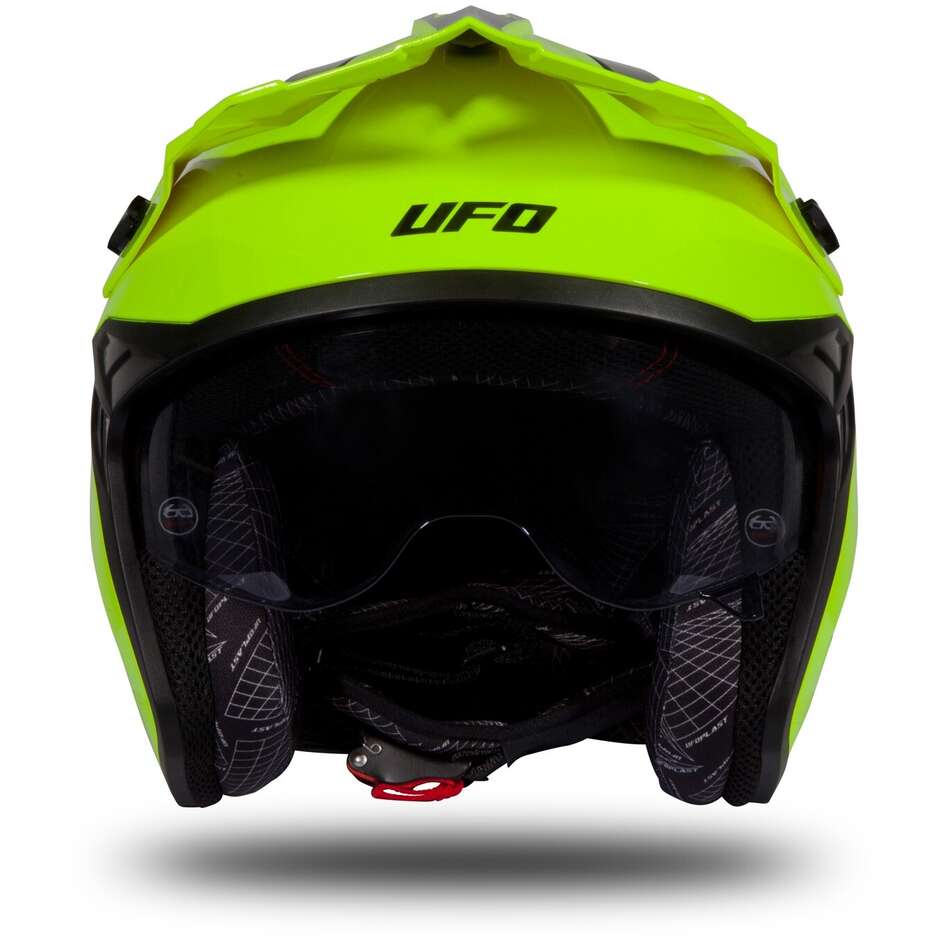 Moto Jet Helmet Ufo SHERATAN Yellow Fluo Black