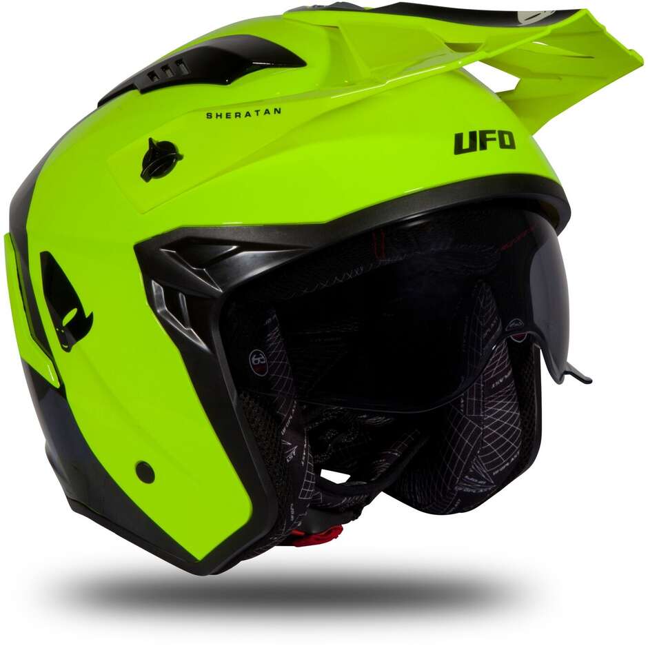 Moto Jet Helmet Ufo SHERATAN Yellow Fluo Black