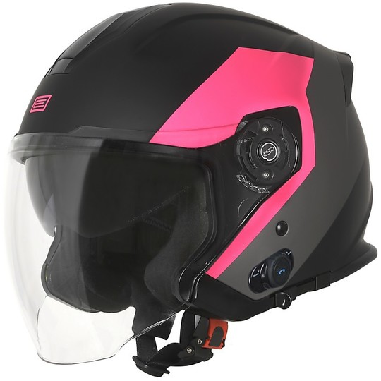 Moto Jet Helmet with Bluetooth Integrated PALIO 2.0 BT EKO Origin Matt Black Pink