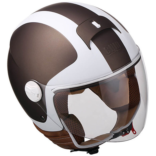 Moto Jet Helmet With Long Visor CGM 107A FLORENCE Matt Brown