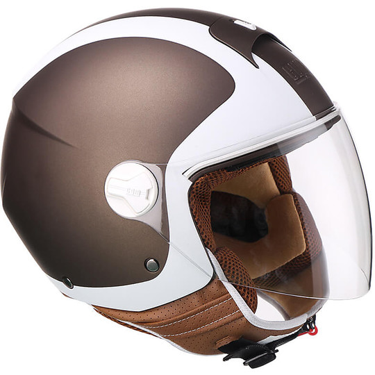 Moto Jet Helmet With Long Visor CGM 107A FLORENCE Matt Brown