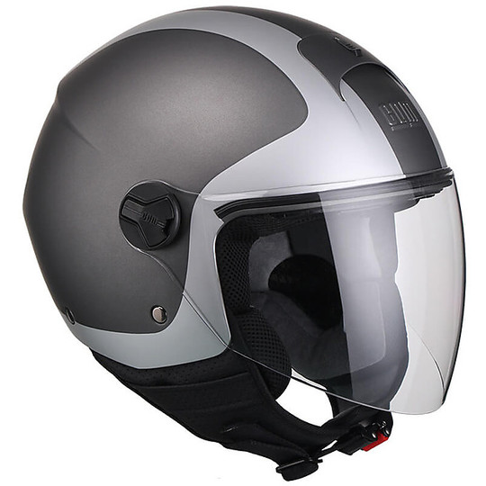 Moto Jet Helmet With Long Visor CGM 107A FLORENCE Titanium Matt