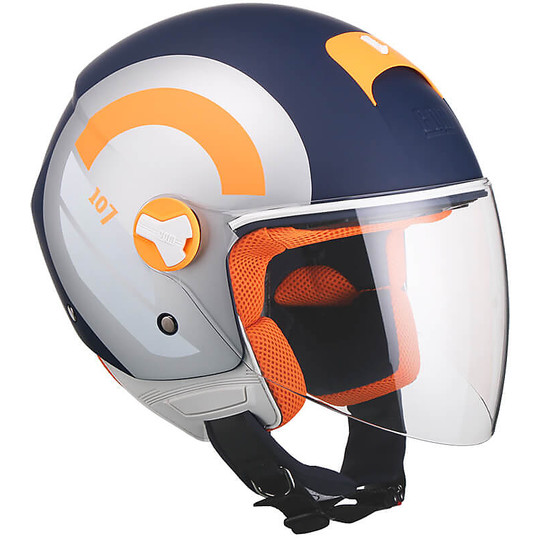 Moto Jet Helmet With Long Visor CGM 107R TAORMINA Matt Blue