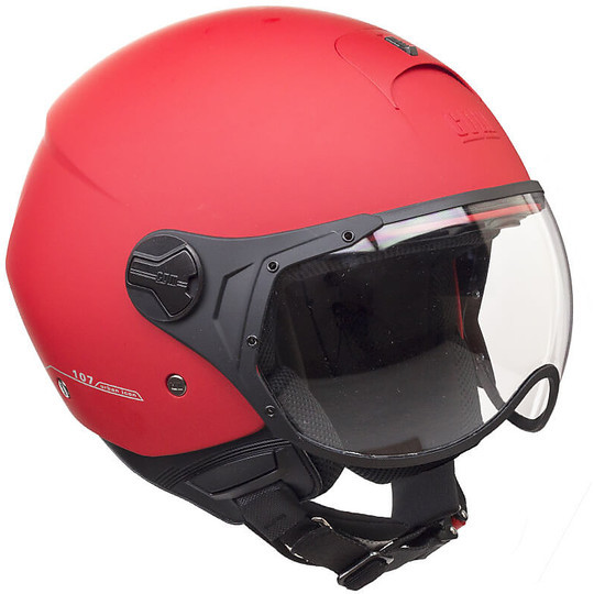 Moto Jet Helmet With Shaped Visor CGM 107A FLORENCE Opaque Red