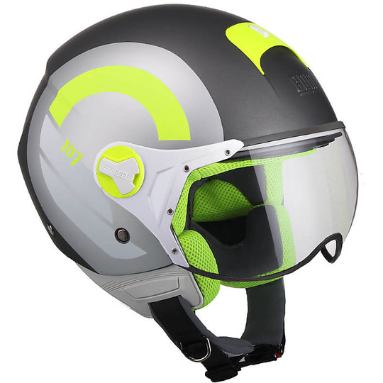 Moto Jet Helmet With Shaped Visor CGM 107R TAORMINA Matt Titanium