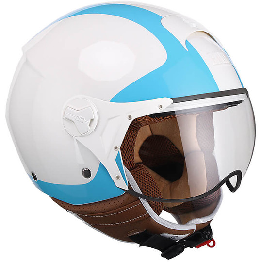 Moto Jet Helmet With Shaped Visor CGM 107V POSITANO White Blue