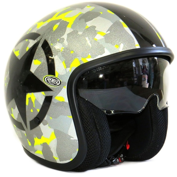 Moto Jet helmet with visor Fiber Premier Vintage Parasol Camouflage