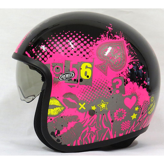 Moto Jet helmet with visor Fiber Premier Vintage Parasol LP9 Black Pink