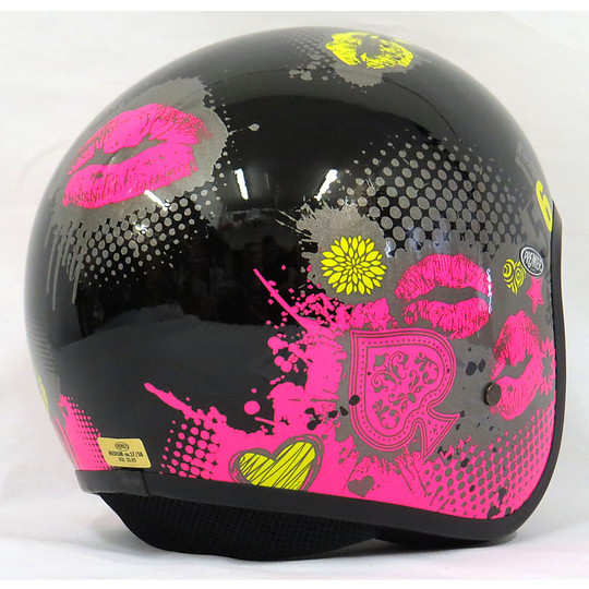 Moto Jet helmet with visor Fiber Premier Vintage Parasol LP9 Black Pink