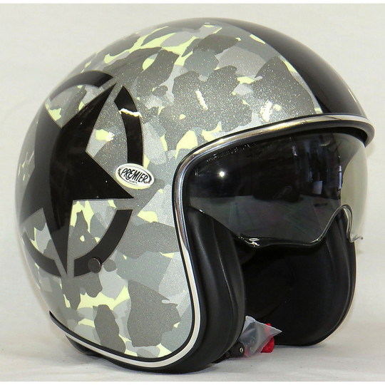 Moto Jet helmet with visor Fiber Sunshade Premier Vintage Camouflage