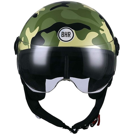 Moto Jet Helmvisier Gewölbte BHR 801 Camouflage Grün Opaque