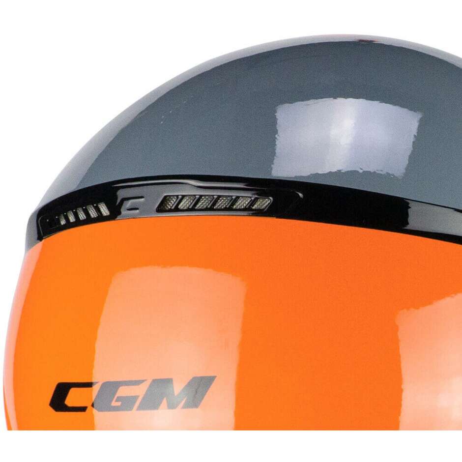 Moto Jethelm CGM 167R FLO STEP Grau Orange - Langes Visier