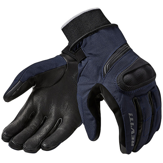 Moto Leather Glove and Rev'it HYDRA 2 H2O Dark Blue fabric