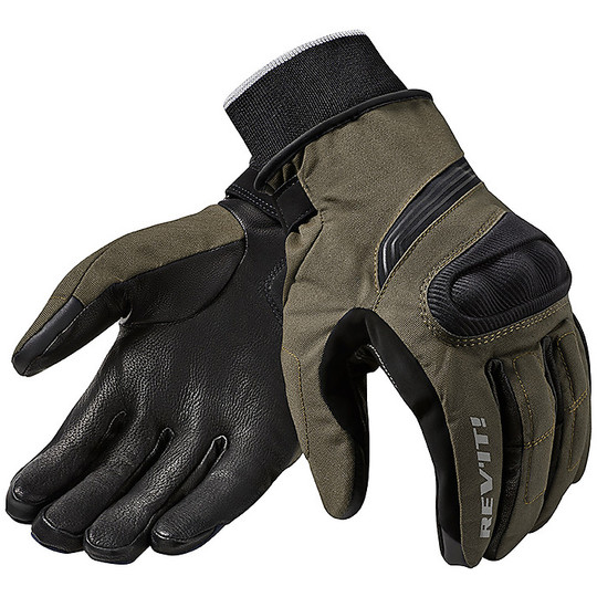 Moto Leather Glove and Rev'it HYDRA 2 H2O Dark Green fabric