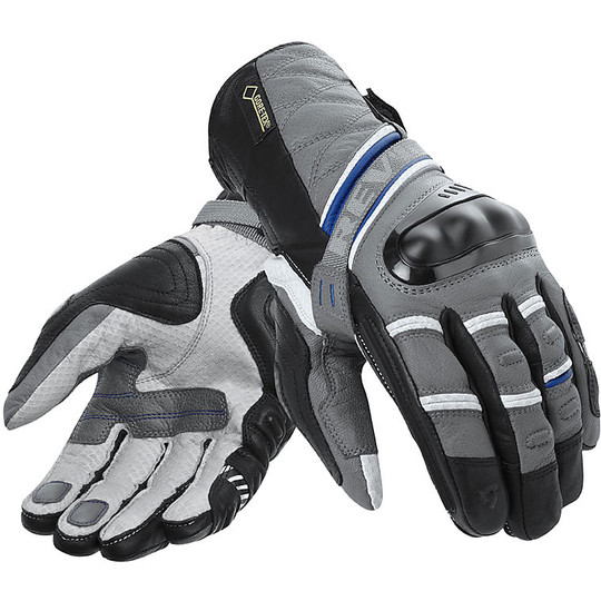 Moto Leather Gloves Rev'it DOMINATOR Gore-Tex Grey Blue